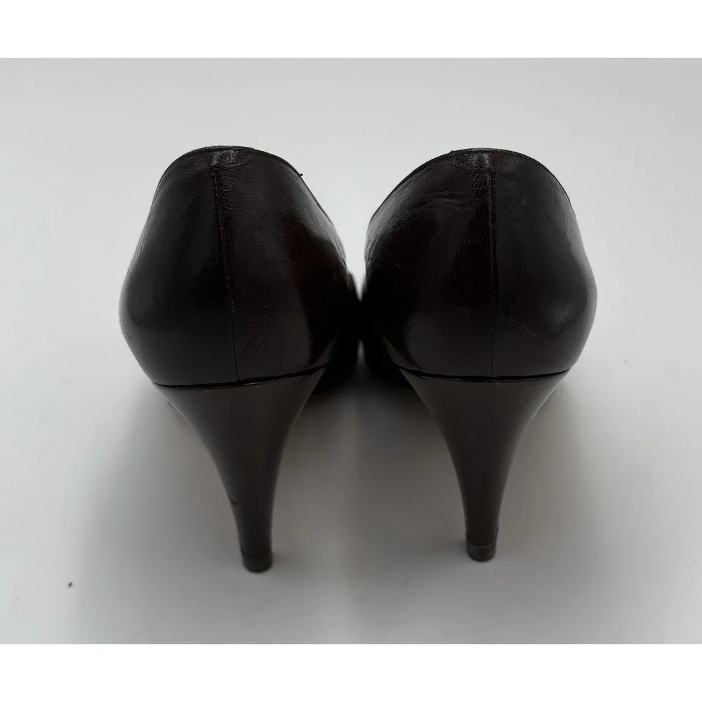 Gucci‎ Women's Vintage Leather Pump Heels Brown White Size 35 US 5
